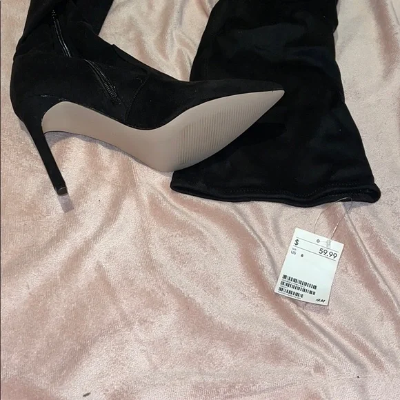 Over the knee high heel black suede boots sz 8 - Picture 3 of 4